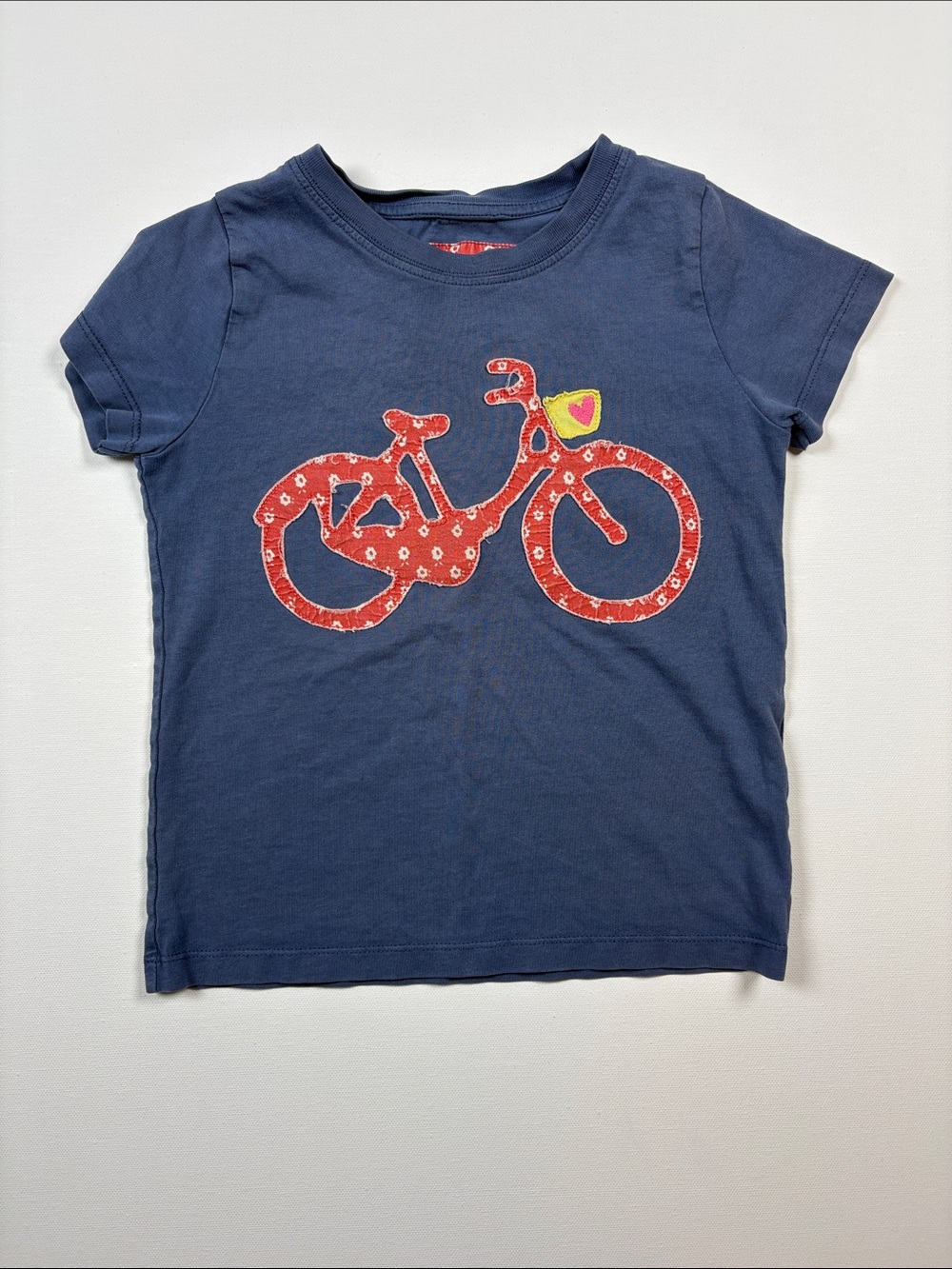 Mini Boden Navy Tee with Red Bicycle and Yellow Heart - Picture 1 of 5
